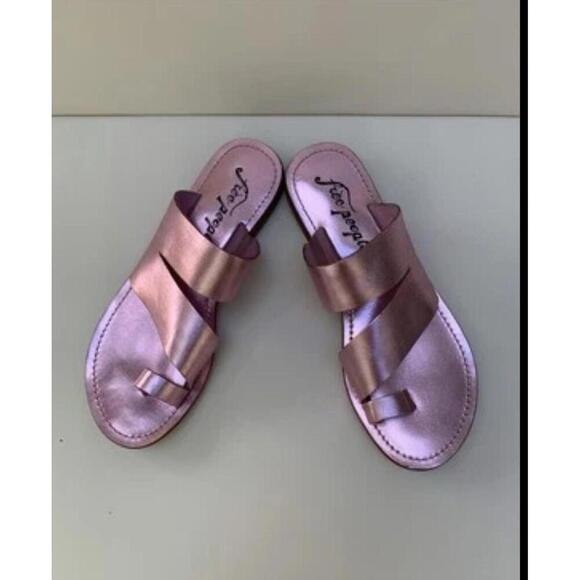 Free People Abilene Sandals Flats 8 EU 38 Pink Leather Slides - Picture 9 of 9